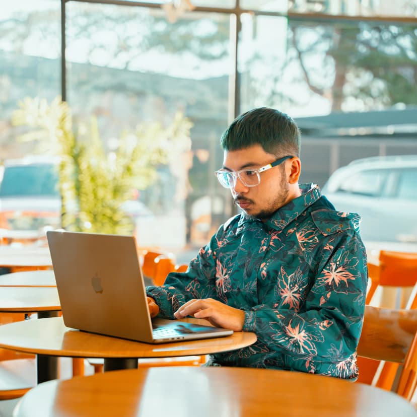 interested customer on computer
